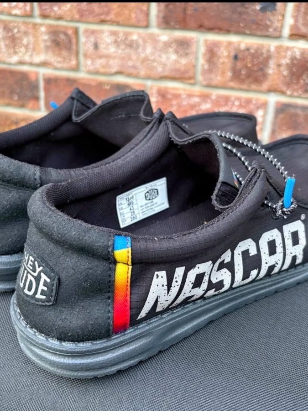 Hey Dude Black Wally NASCAR Slip-On Shoes